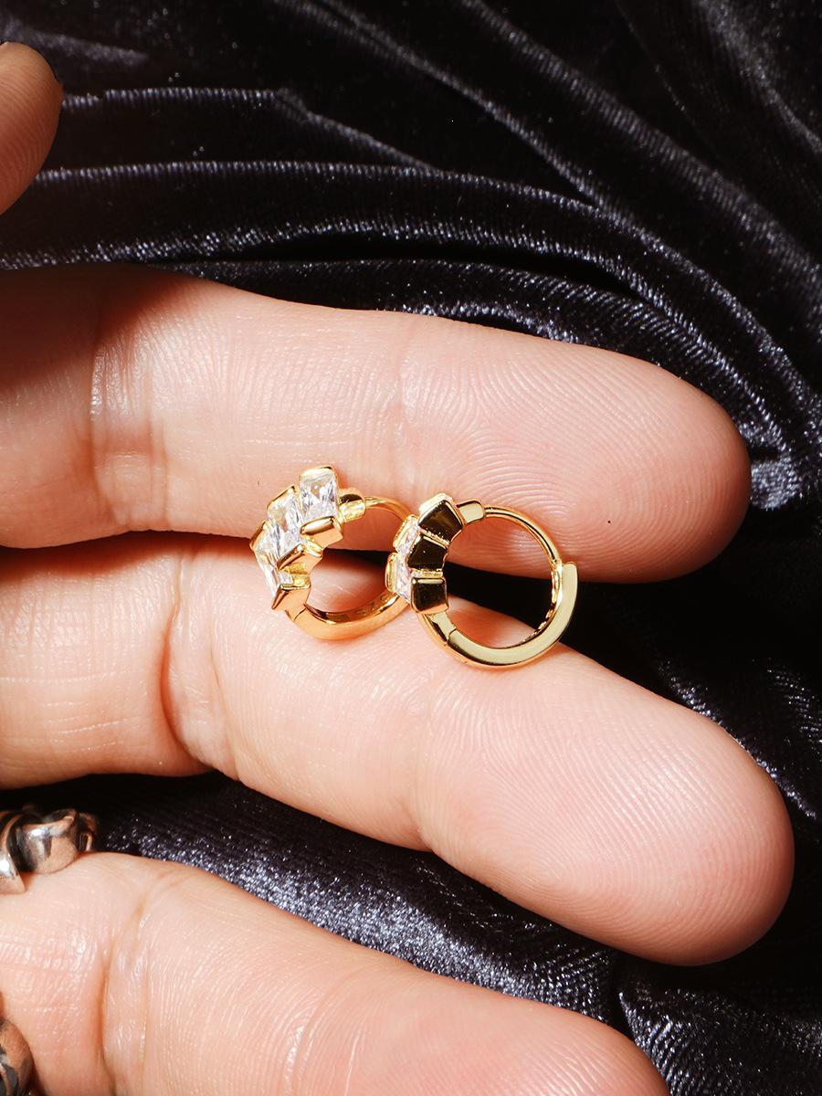 14K Gold-Plated S925 Sterling Silver Hoop Earrings with Zircon: Lightweight, Luxury French-Inspired Design. 925 Silver