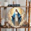 Art Mural Feuille d'Aluminium Vierge Marie, Décor Collage Métallique Religieux pour Maison Café Chambre à Coucher