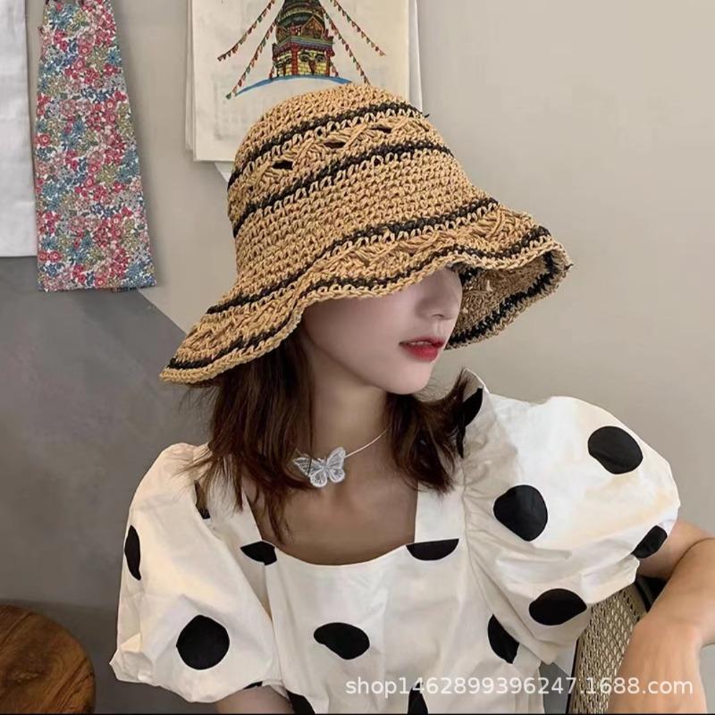 Linyi straw hat produces new foldable versatile sunshade sunscreen travel vacation straw hat spring and summer hat women