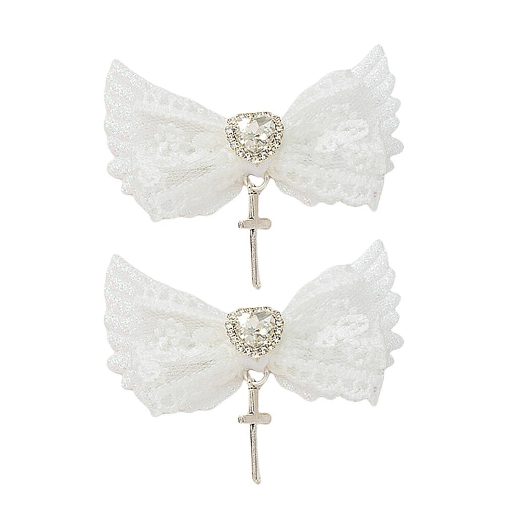 Wing Hair Clip Bows Balletcore Heart Bows Flat Clip Balletcore Hairpin Bows Elegant Hair Clip for Bunches