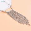 Vintage Silver Fringe Statement Necklace-Tassel Chain Beaded Bib Collar Jewelry for Women,Trendy Party/Evening Outfit Accessory