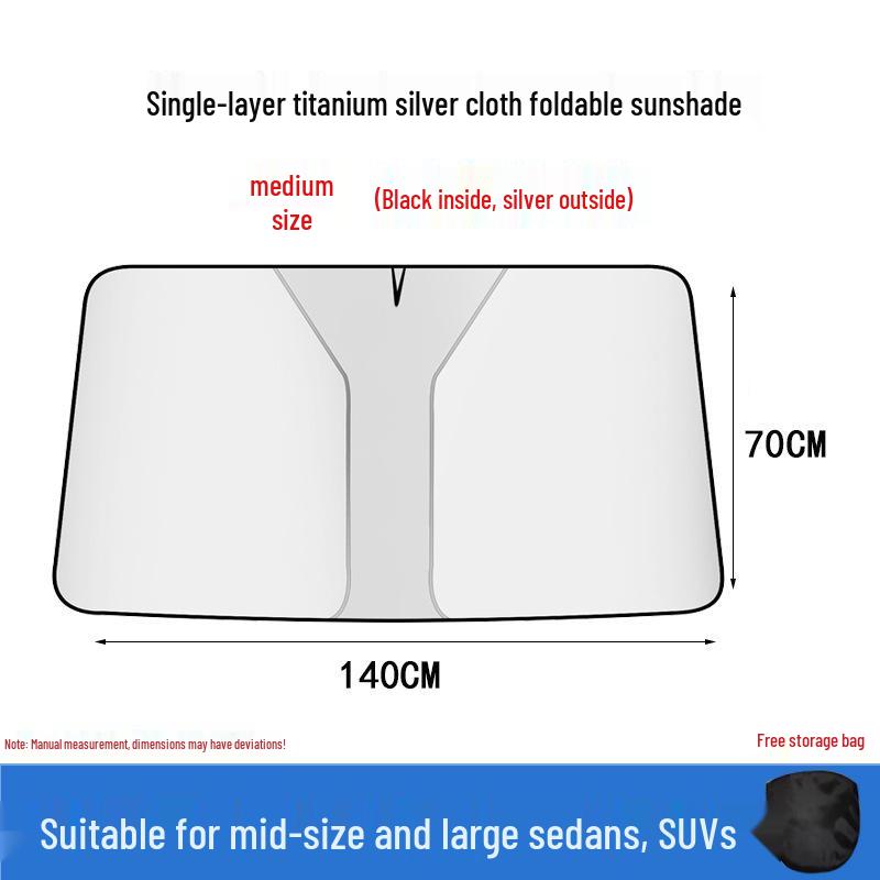Car Sunshade Umbrella: Heat Insulation & Sun Protection - Titanium Silver Front Windshield Shade Titanium Silver