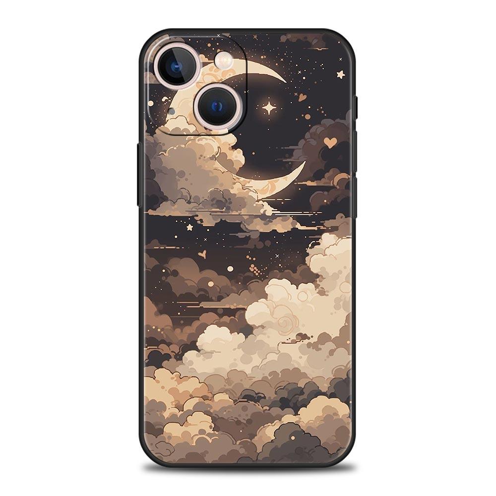 Moon Cloud Comic Style Phone Case For iPhone 17 Air 16 Plus 13 15 14 12 11 Pro MAX 7 8 SE Soft TPU Shockproof Cover Funda