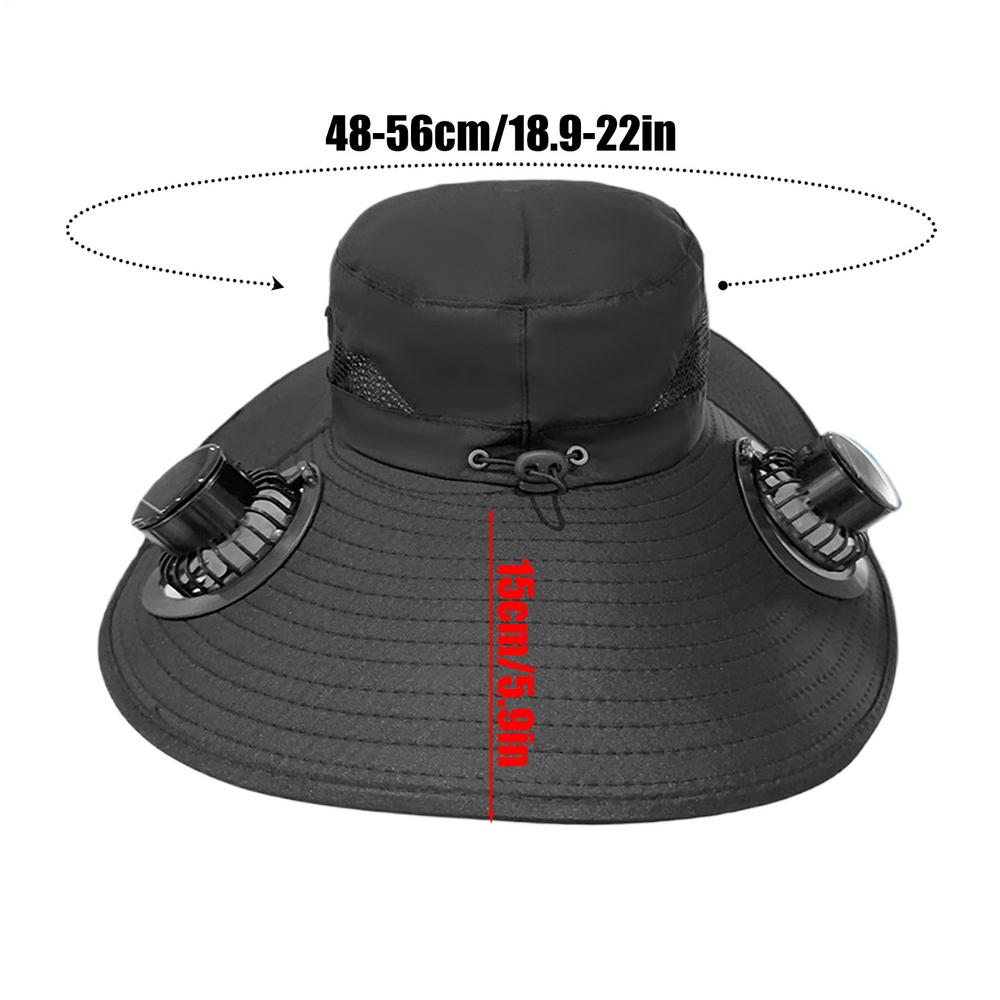 Wide Brim Fishing Hat With Solar Fan Hat Rechargeable Solar Fan Caps 3 Speeds Solar Fan Headgear Sunshade Outdoor Solar Hat