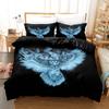 Owl Duvet Cover Set Queen Size Cute Cartoon Magic Owl Bedding Set Owl Comforter Cover for Boy Girls Cute Animal Bedspread Cover