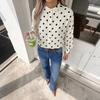 Loose Straight Stand Collar Long Sleeve Polka Dot Casual Commuter Shirt