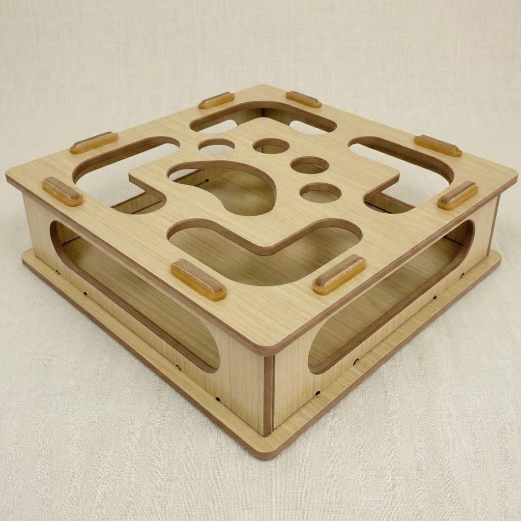 

Интерактивная деревянная игрушка-трек для кошек, дразнилка с мячиком, головоломка, игровой комплекс с мятным шариком жёлтый