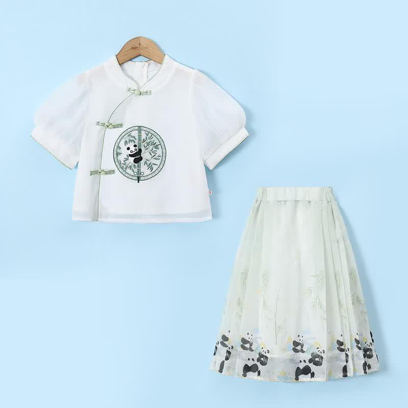

Montagut Girls Panda Bamboo Embroidered Hanfu Set 160