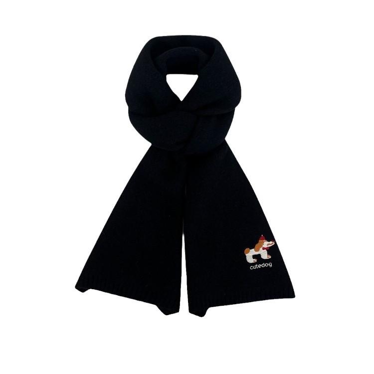Japanese cute puppy embroidered knitted scarf autumn and winter warm and cold-proof fashion versatile high-end scarf student