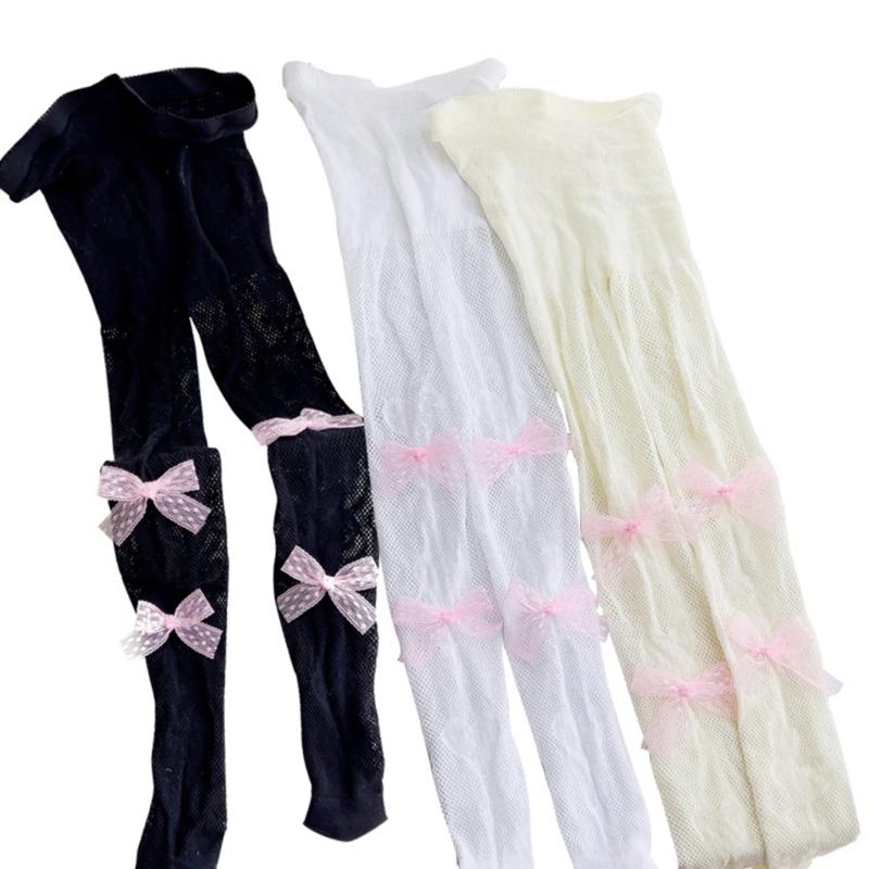 Kids Sexy Patterned Tights Hollow Hole Bowknot Fishnet Stockings Pantyhose Patterned Leggings Net Pantyhose for Party