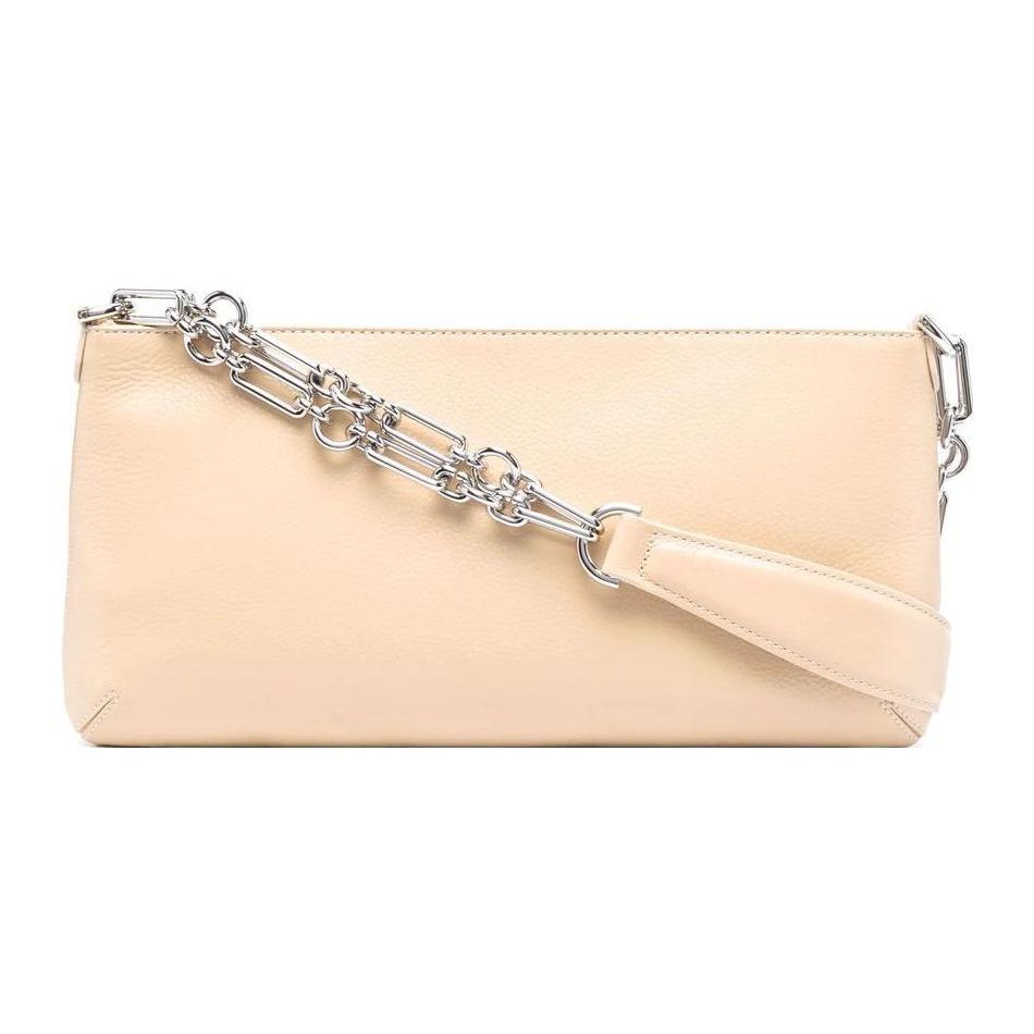 

By Far Holly Series Glossy Vintage Chain Shoulder Strap Zipper Leather Underarm Tote Bag Women Bags Beige 21FWHOLLSSDGGLAR Basic Set (Bag+Dust Bag)
