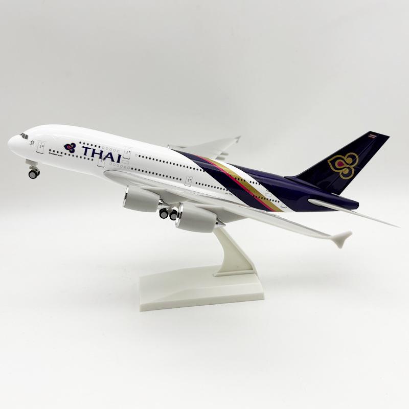 Thai Airways A380 Airplane 30cm 1:240 Scale Model Resin Plane With Base & Wheels Miniature Souvenirs Aircraft Home Decoration