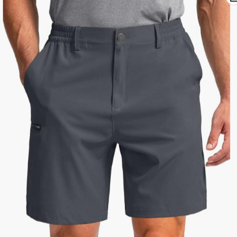 Mens Casual Quick Dry Elastic Waist Golf Shorts