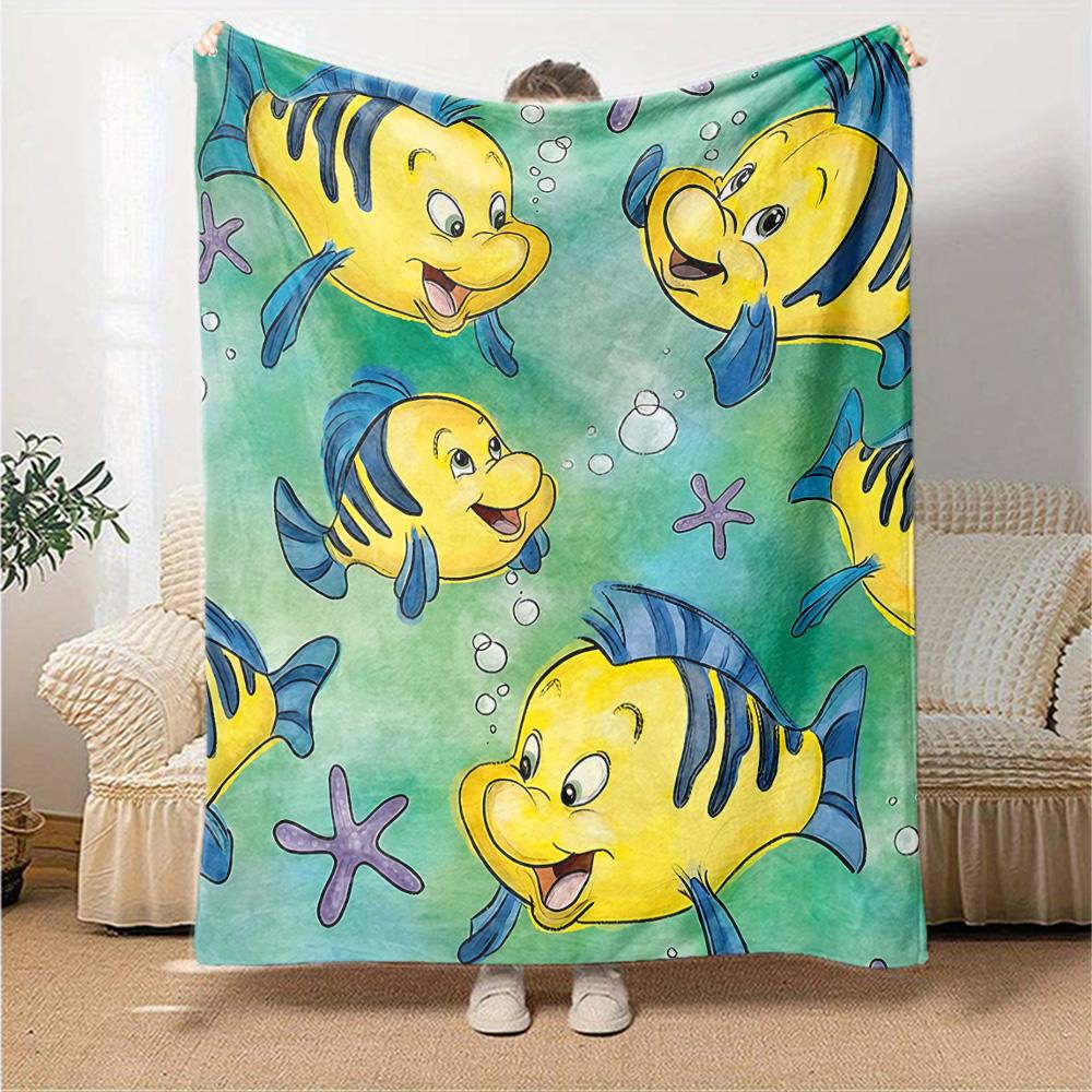 Underwater Fish Friends Flannel Blanket Super Soft Warm Cozy Blanket For Sofa Bed Office Travel Allseason Home Decor Gift