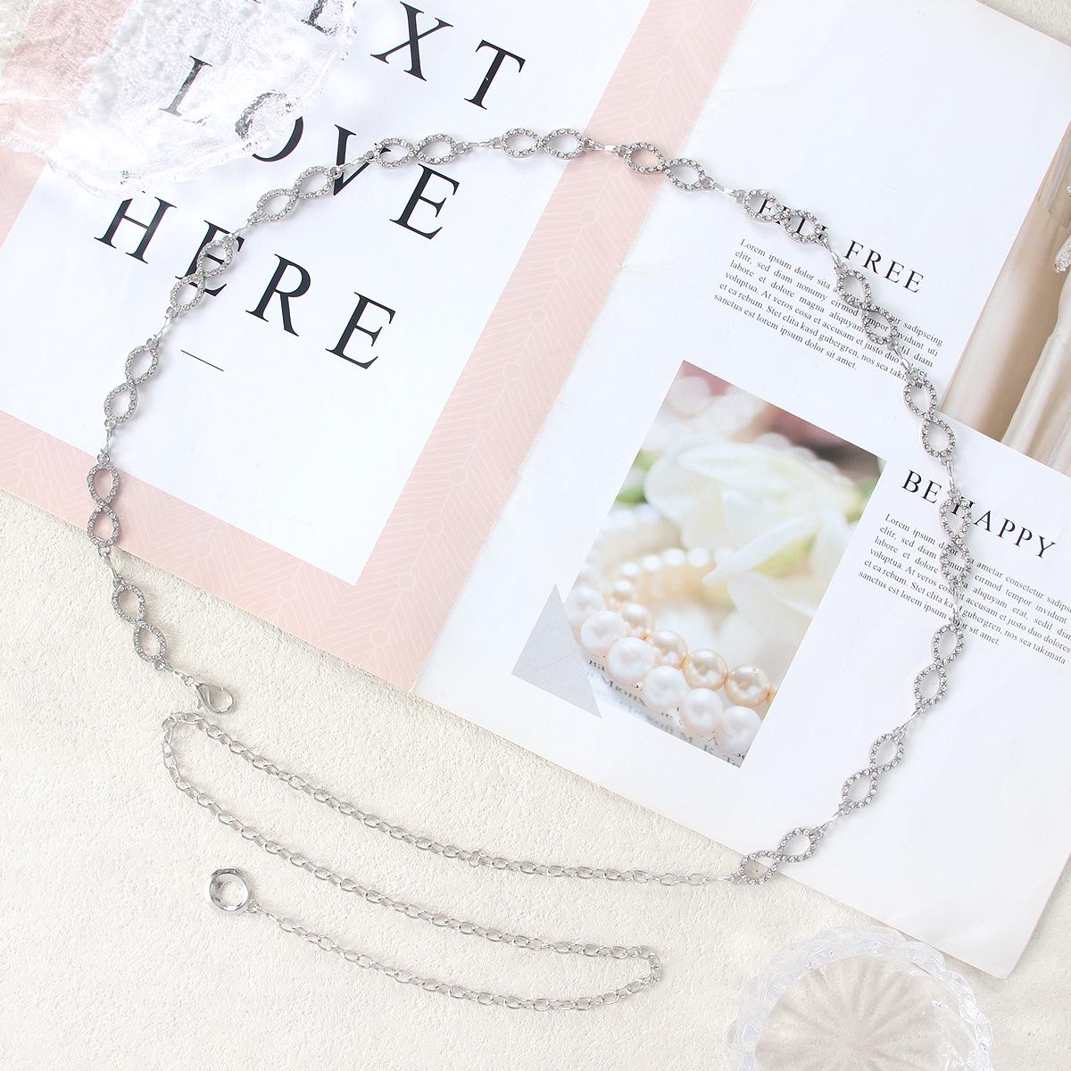 

Женская металлическая поясная цепочка с символом бесконечности 2024 - Универсальный модный аксессуар и пояс для платья серебряный