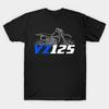 Heren Zwart Print T-shirt Yamaha Yz125 1982 Geen-Knip Transferpapier Print Katoenen T-shirt
