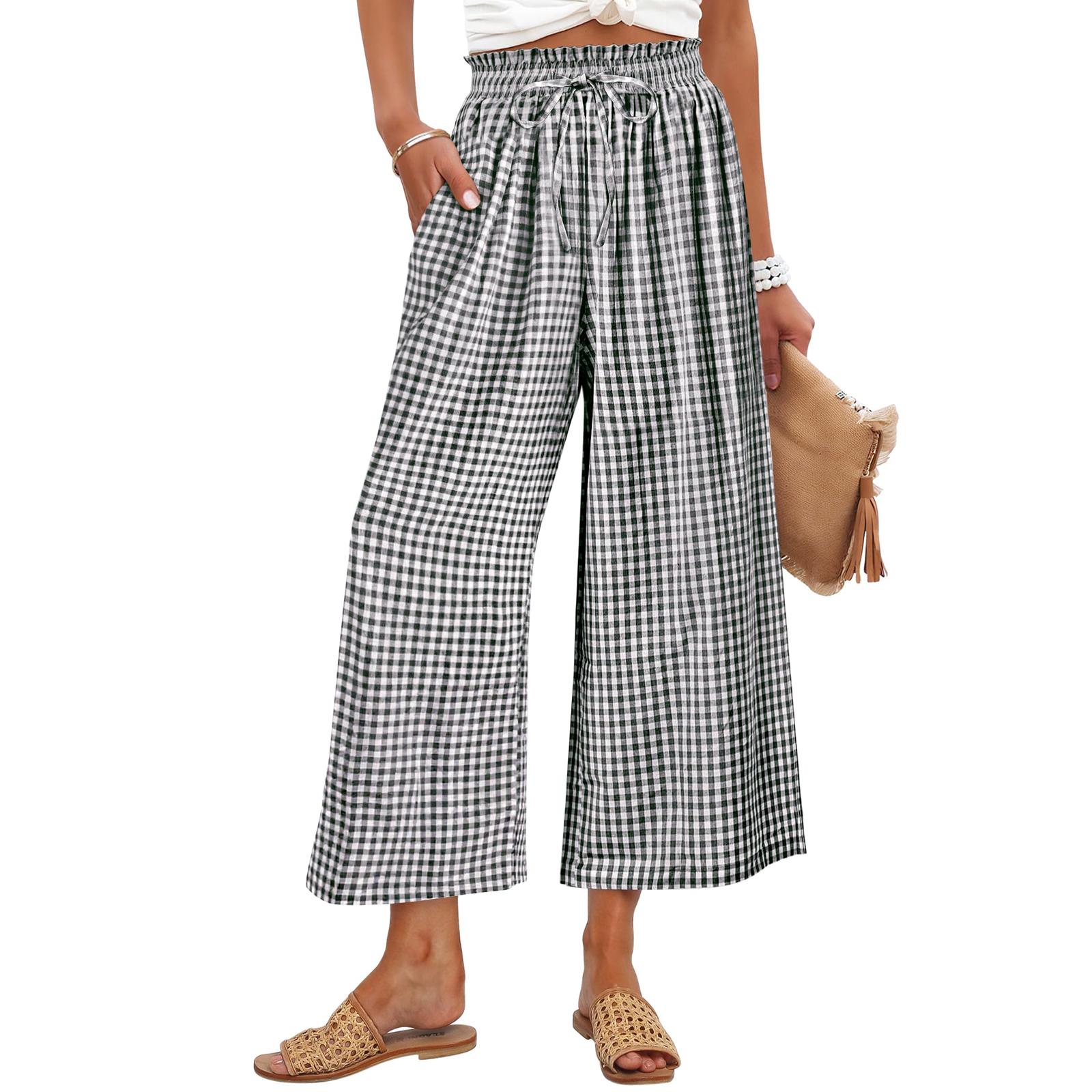 

Женские эластичные брюки с высокой посадкой, повседневного кроя, с широкими штанинами, длинные, с карманами XL чёрный