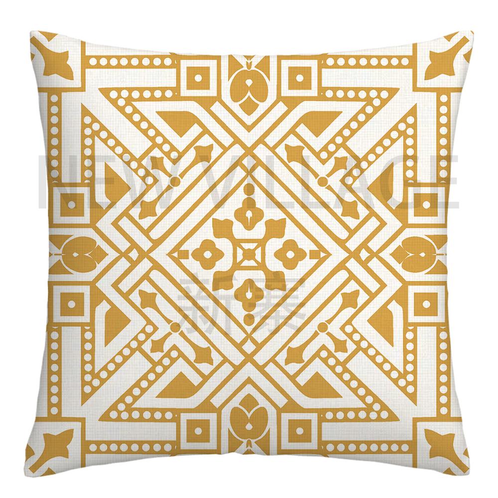 Yellow white geometric linen pillowcase sofa cushion cover home decoration can be customized for you 40x40 45x45 50x50 60x60