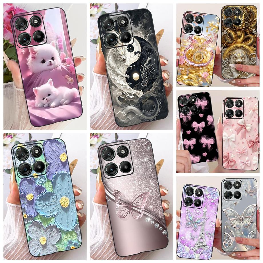 For Motorola Moto G67 Power G57 Power Phone Case Soft Silicone Cover Butterfly Dragon Cat Floral Design Capa Motorola G57 Funda