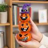 Festive Halloween Room Decor Pumpkin Statue, Resin Spooky Face Figurine for Holiday Seasonal Home Indoor Tabletop, Tiered Tray, Party, Funny Tabletop