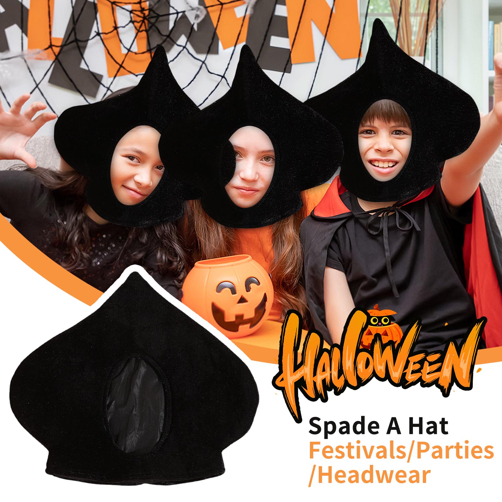 

Пики Шляпа Хэллоуин Черная Шляпа Фестиваль Вечеринка Косплей Костюмы Реквизит Головной убор One Size чёрный