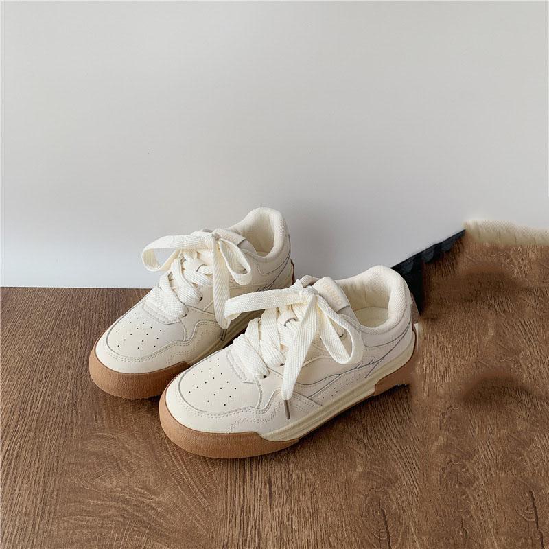 Высокий внешний вид толстой подошвы белые туфли универсальные студенческие повседневные туфли для женщин 2025 новые весенние и осенние туфли для хлеба 35 белый