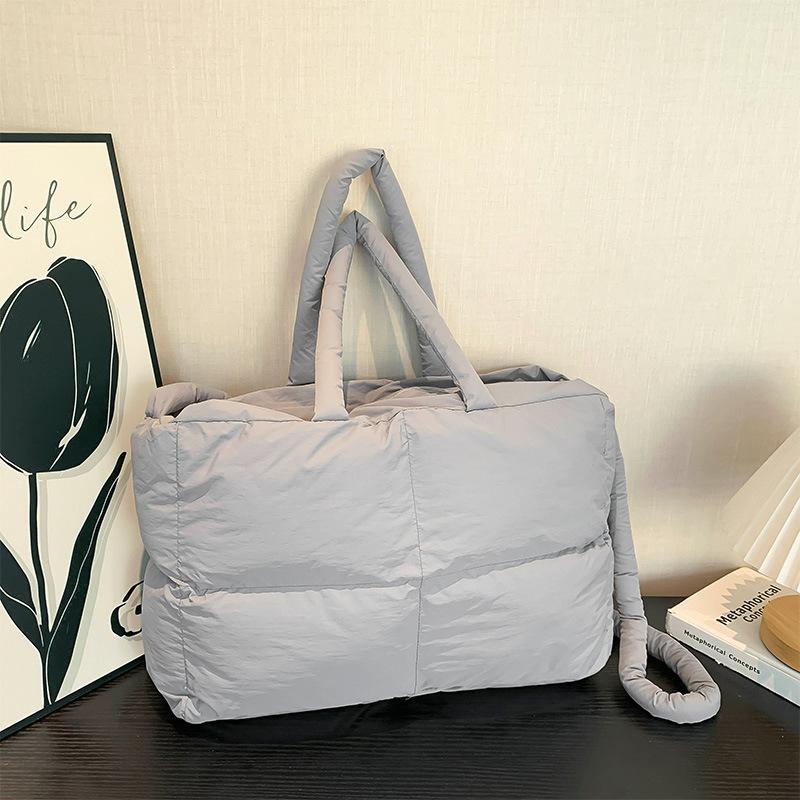 Niche Design Cotton Clothing One-shoulder Tote Bag  New Summer Embroidered Thread Square Cotton Carrying Underarm Pillow Bag