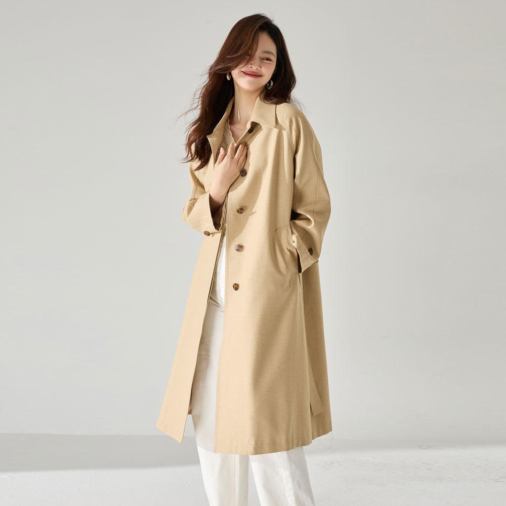 

Осень освежающий приятный к коже и дышащий лен хлопок классическая версия old money вертикальный и модный монопродукт тренч 23215 L