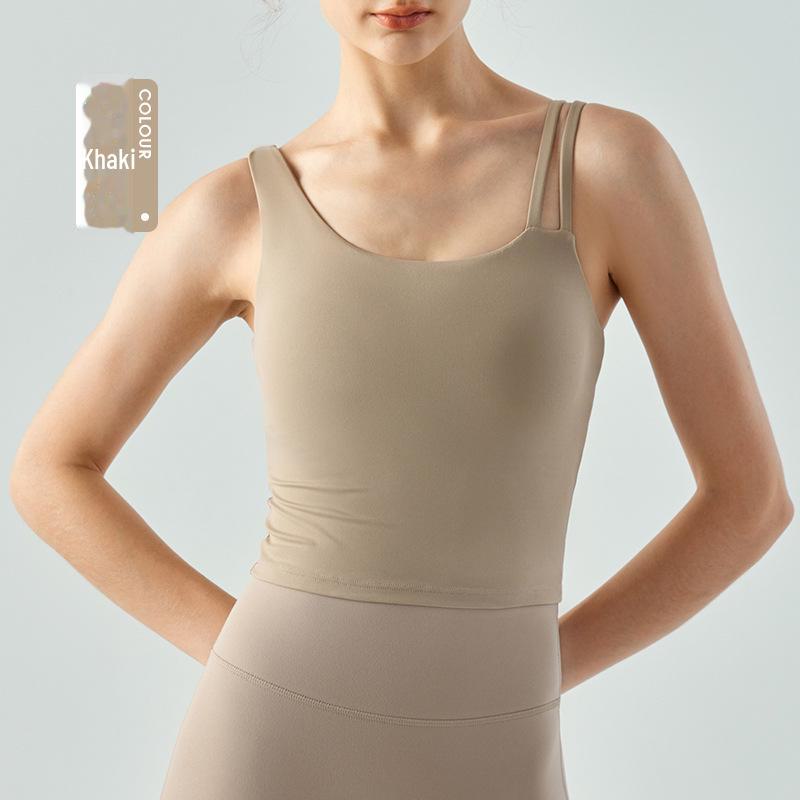 Women's Slim Fit Yoga Vest with Water Drop Cup – Supportive and Stylish Solid Color Fitness Wear
