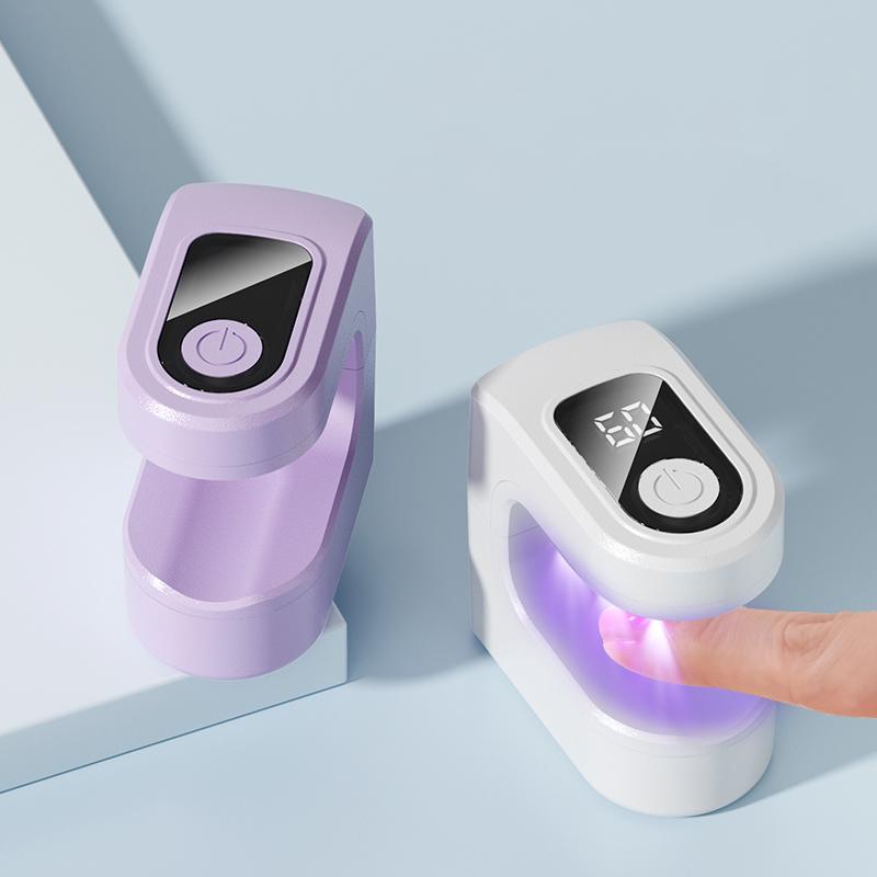 Compact and portable square candy gold lamp with two levels of timed fast drying for nail plates