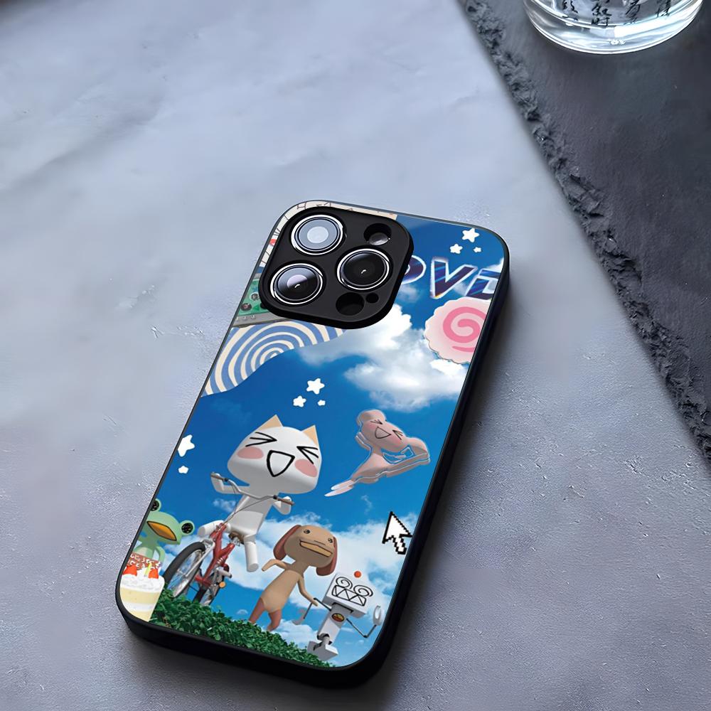 INS Cute Toro Inoue Cat Phone Case Tempered Glass For IPhone 17 13 14 16 12 15 11 Pro Max Plus Mini X XR SE2020 Coque