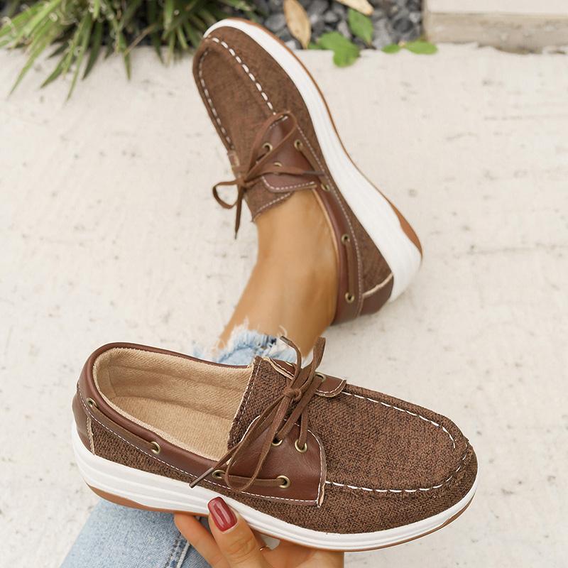 Fashion Plus Size Fashion Lace Up Loafers for Women Lightweight Non Slip Low Top Casual Shoes Woman Spring Autumn Comfort Walking Shoes