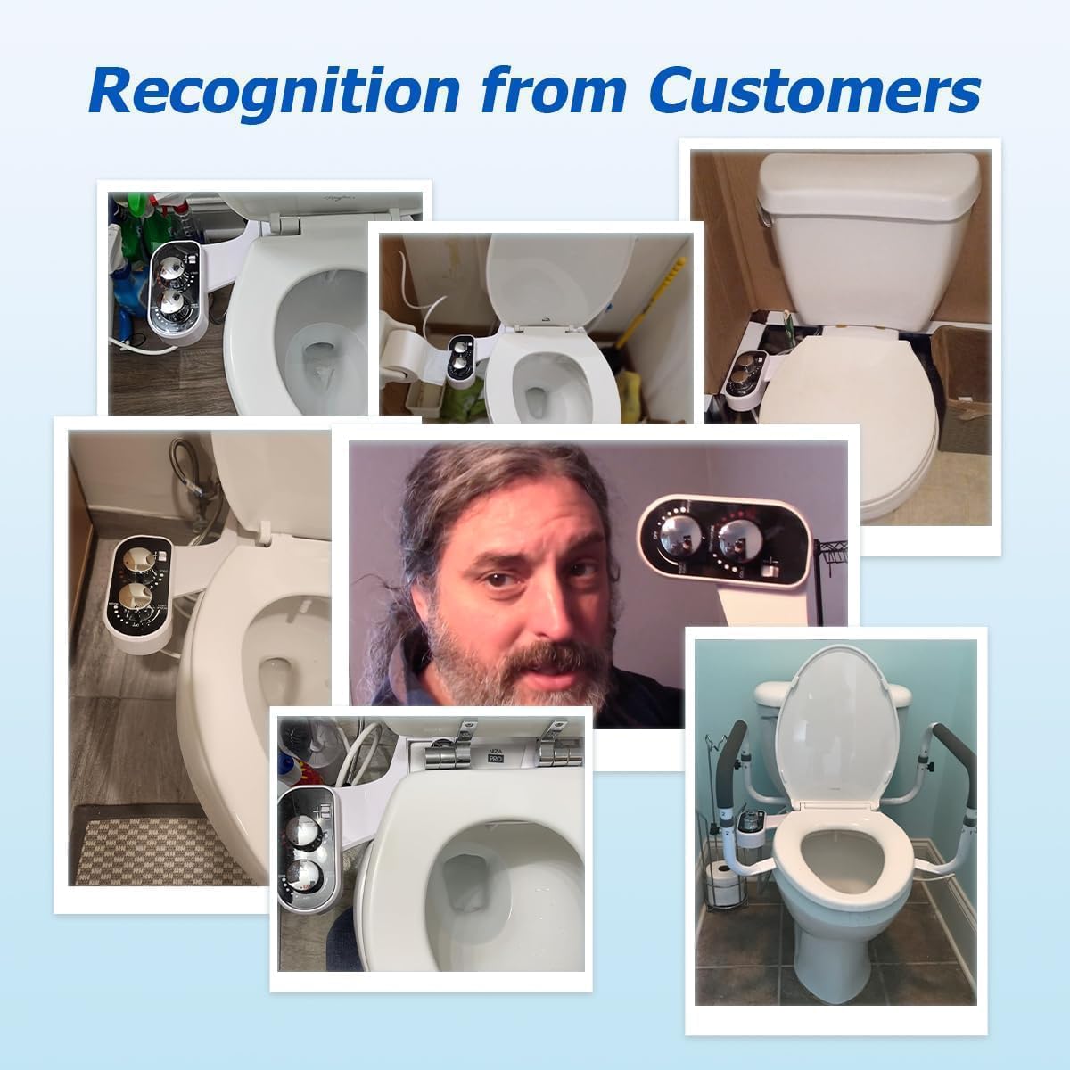 Hot and Cold Bidet Attachment for Toilet, Ultra-Slim Bidet Attachment Warm Water, Non-Electric Adjustable Pressure Self Cleaning Sprayer Nozzle