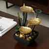 Relaxation Tabletop Water Fountain with Rocks 3 Tier Lotus Leaf Small Waterfall Fountain with Light for Indoor Zen Home Bedroom Desktop Decor