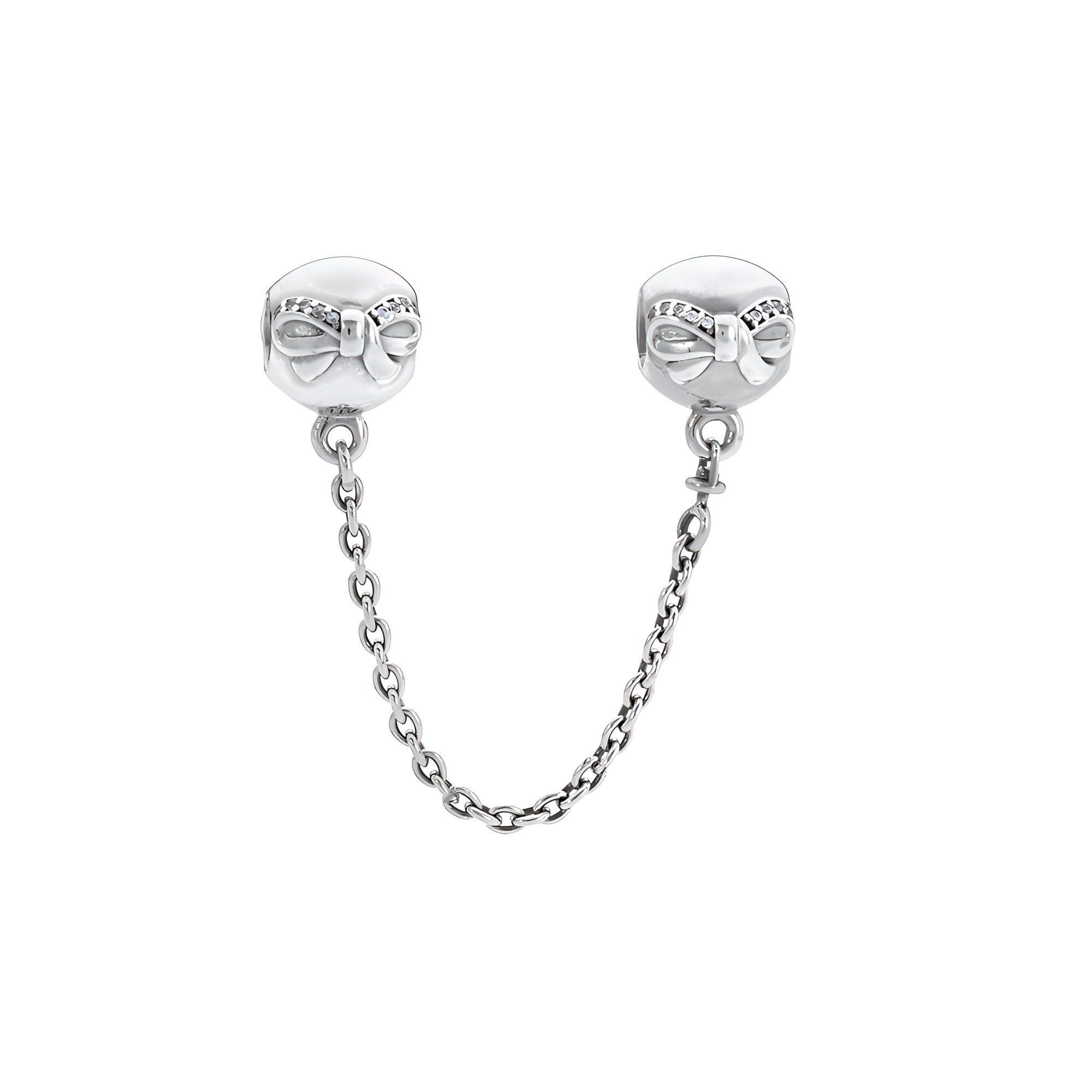 Pandora 925 Silver Classic Bow Safety Chain Women Jewelry 791780CZ-05 Silver