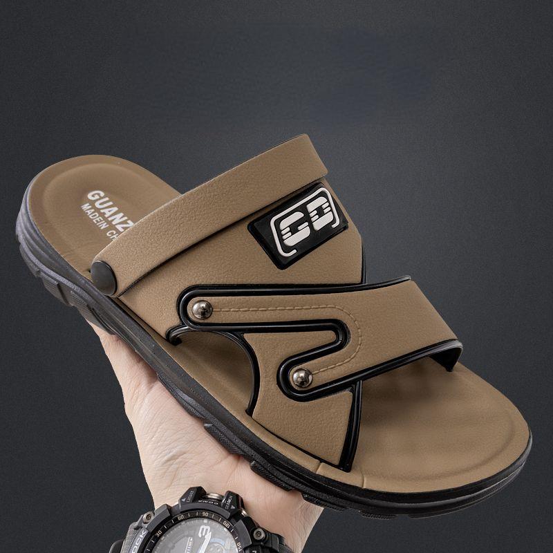Men's Sandals  New Leather Thick Sole Beach Summer Outdoor Wear  Waterproof No-Slip Slippers