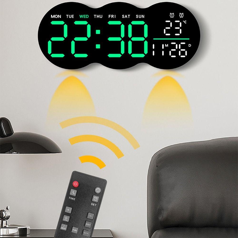 Multi-functional Wall-mounted Electronic Clock with Ambient LED Light Alarm Clock  Home Decoration