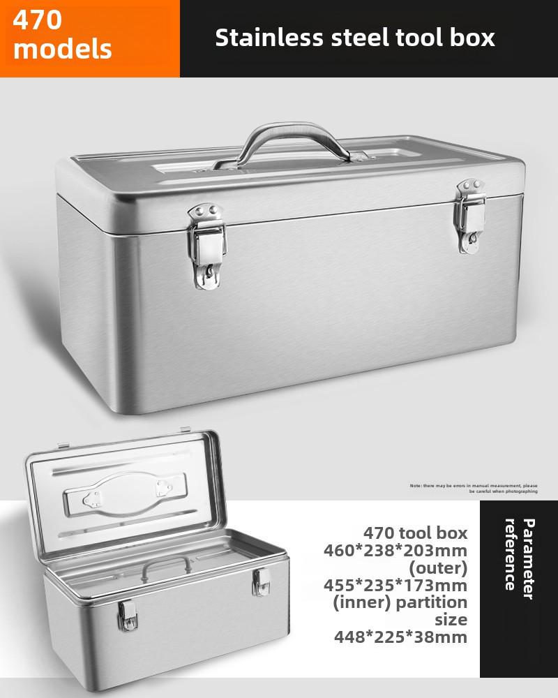 Green Forest Stainless Steel Toolbox: Multifunctional Storage for Hardware & Electricians