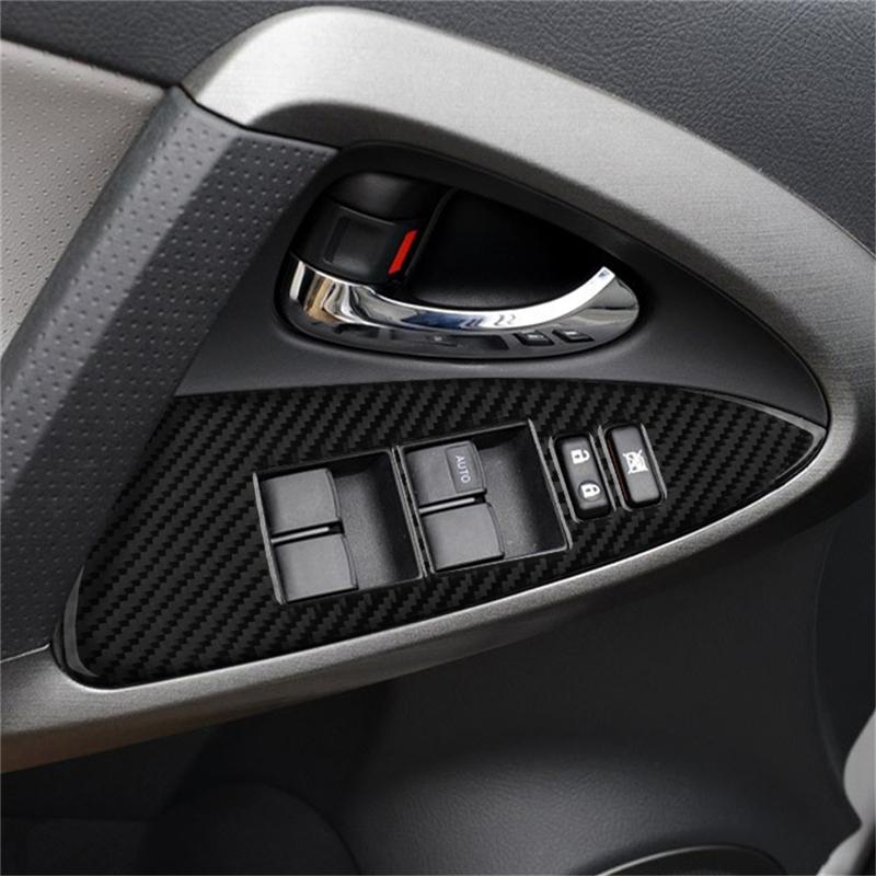 For Toyota RAV4 Car Interior Button Panel Decoration Protection Carbon Fiber Sticker 2006-2012 Car Styling Accessories