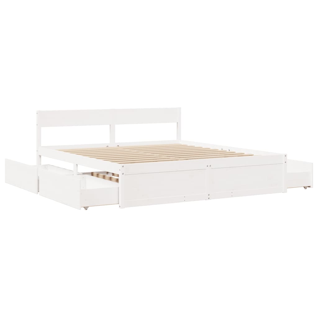 Vidaxl Bed Frame Without Mattress, White, 180X200 Cm, Solid Pine Wood