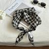 Women's Cotton and Linen Headscarf Hairband Double-sided Triangle Scarf Silk Scarf Baby Scarf Plaid All-match Spring and Autumn
