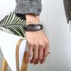 European and American Minimalist Men's Stainless Steel Leather Bracelet, Hip-hop Retro Multi-layer Woven Leather Bracelet