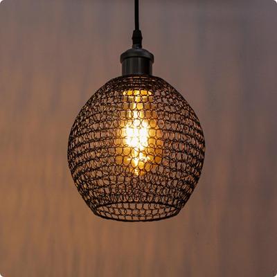 Wire Cage Lampshade Black Globe Shade Iron Metal Shell for Pendant Lamp