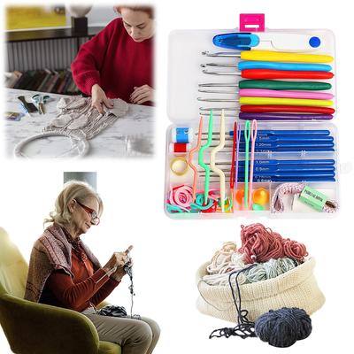 5Pcs 16 Size Crochet Hook Set Knitting Needle Ergonomic Long Crochet Needles with Case Crochet Needles Set for Arthritic Hands