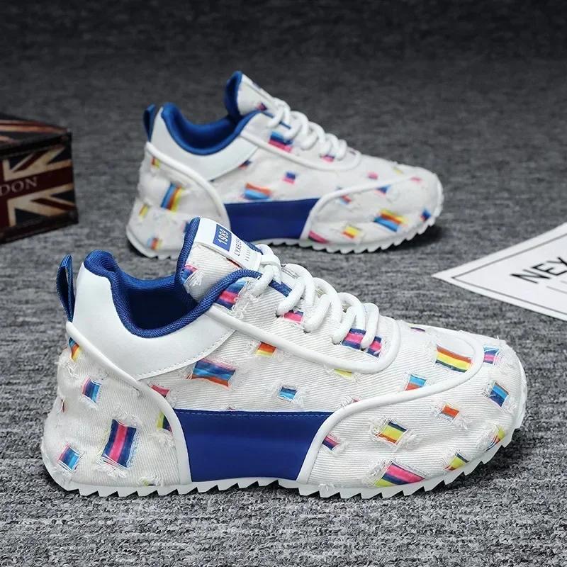 

Модные кроссовки Дышащие Модные Мужские Повседневные Спортивные Туфли На Толстой Подошве Спортивная Обувь Однотонные На Шнуровке Спортивные Sapato Masculino 48 44 синий