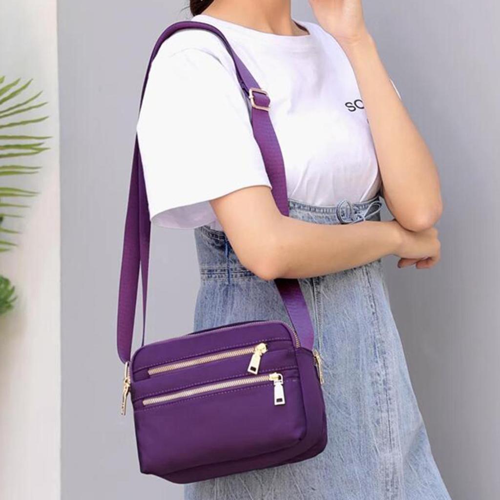 Women Waterproof Nylon Crossbody Shoulder Bags Casual Large Capacity Travel Clutch Bag Female Solid Color Multi-pocket Handbag