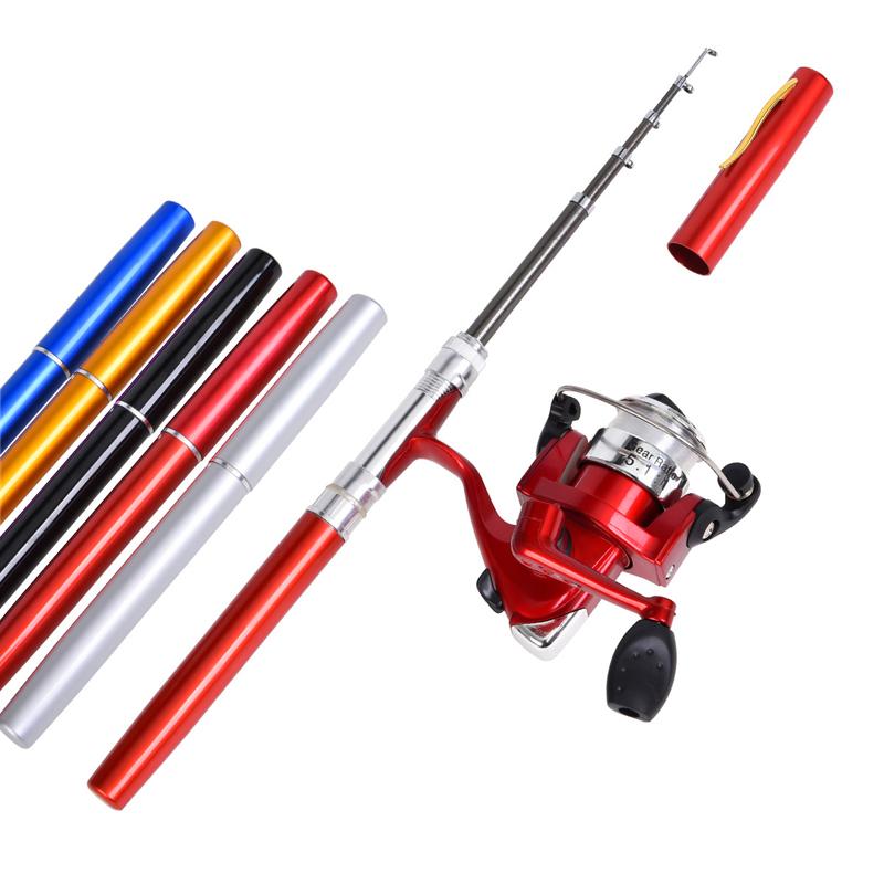 Pen Fishing Rod and Reel Combo Aluminum Alloy Mini Telescopic Pocket Fishing Rod Pole Spinning Reel Set