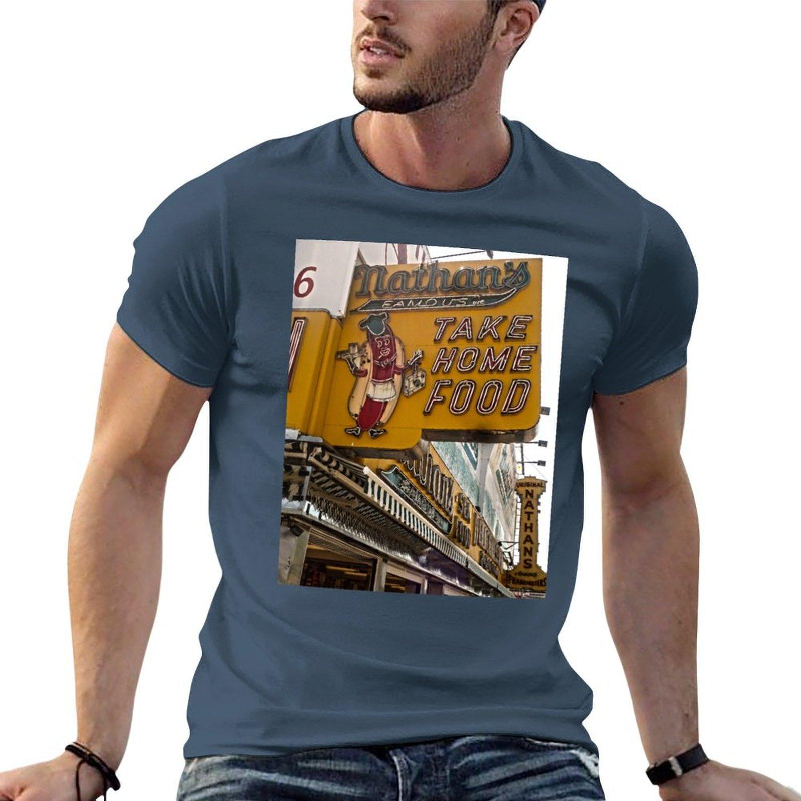 Coney Island Nathans Hotdogs Tshirt Fashion Casual Short Sleeve Top S