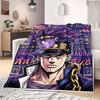 JoJo's Bizarre Adventure Flanelldecke mit Aufdruck, Bettwäsche im Cartoon-Design für Sofa, Gemütliche Heimdekoration, Reise-Picknick-Decke_LIAN