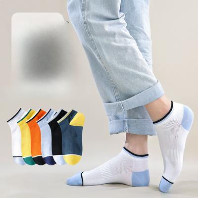 Summer All-cotton Socks, Men's Short Socks, Pure Cotton Sweat-absorbing and Odor-proof, Summer Breathable Mesh Low-top Sports Socks, Boat Socks